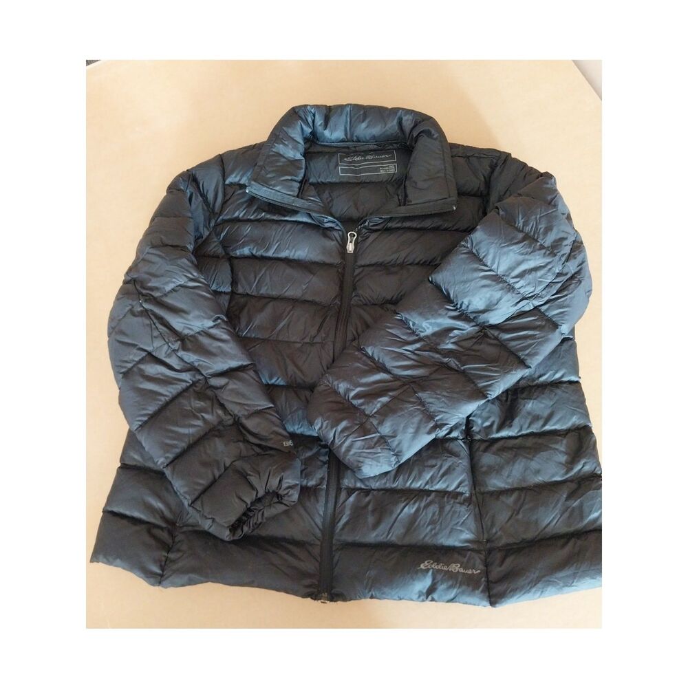 Women's 2XL Eddie Bauer EB650 DOWN Puffer Jacket BLACK Zip Pockets